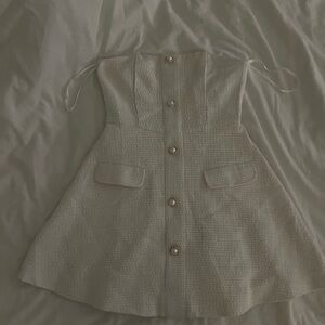 REVOLVE Cream Mini Dress with Gold Buttons